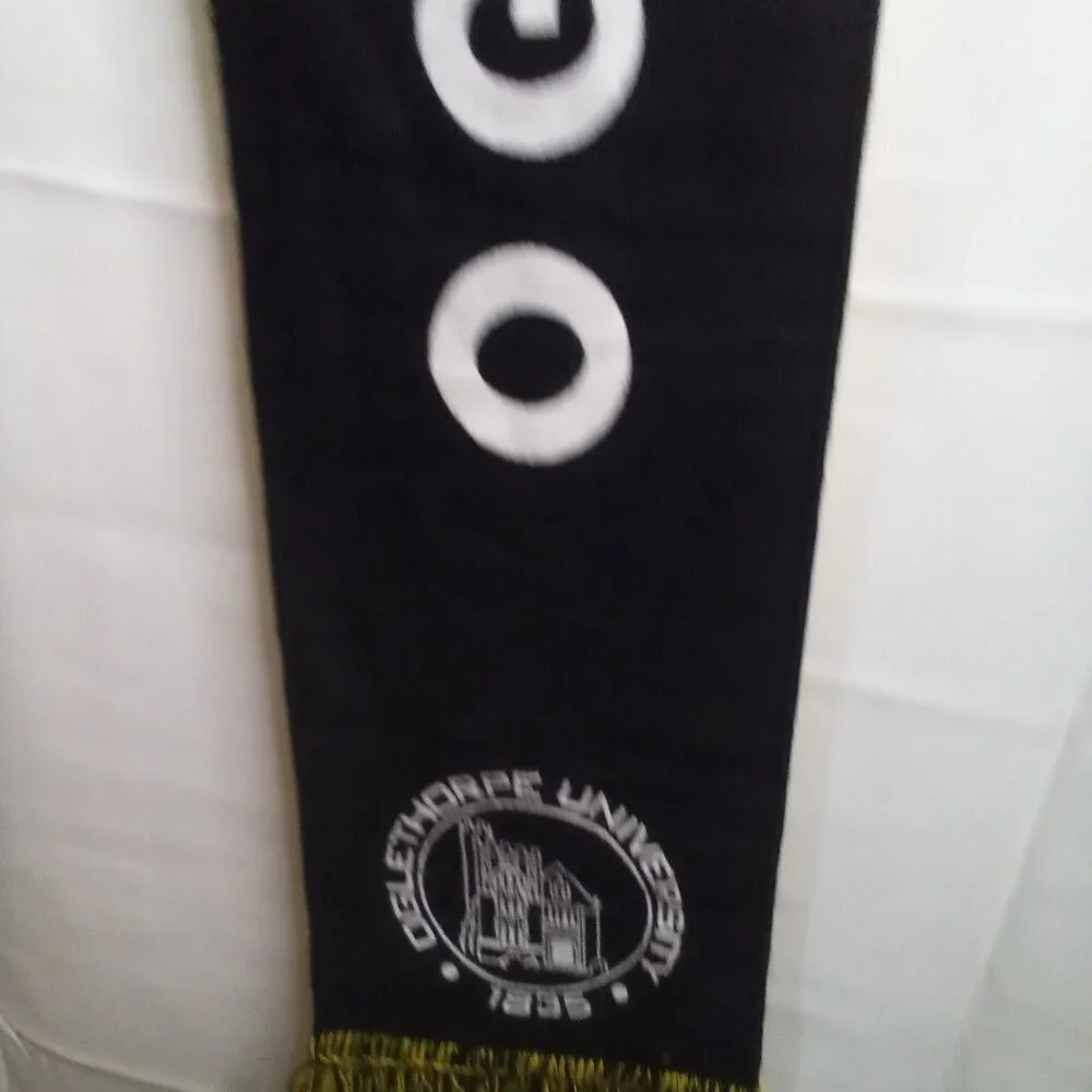 Oglethorpe University Scarf Diehard Double Side Fringe Black Yellow